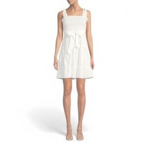 Tash + Sophie White Sleeveless Smocked Tiered Mini Dress Women's sz S NWT